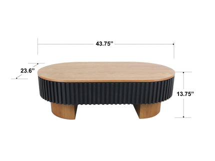 Elliptical Living Room Coffee Table With Hidden Storage And Removable Tabletop