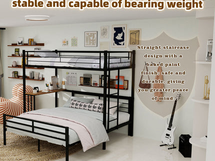 Bunk Bed With Built In Desk & Guardrail Frame