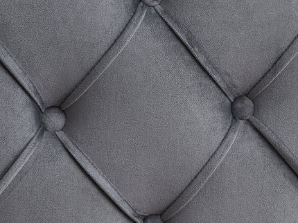 Velvet Button Tufted-Upholstered Bed With Wings Design Strong Wood Slat Support Queen Platform Bed - Gray