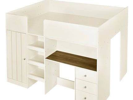Loft Bed With Built In Wardrobe, Desk, Shelves, And Drawers