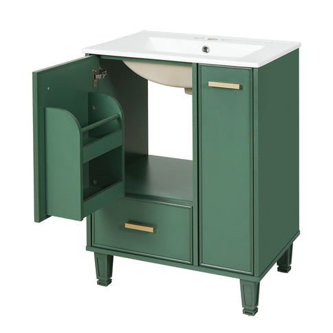 Bathroom Vanity With Sink, Deep Drawer, Door Shelf, 2 Tier Basket