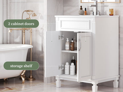 Bathroom Vanity With Top Sink, Cabinet With 2 Soft Closing Doors