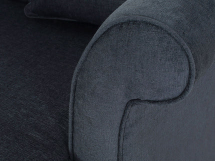 Upholstered Chaise Lounge With Scroll Arms, Turned Legs And 2 Pillows