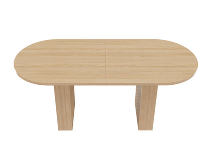 Oval Dining Table With Wood Strip Base