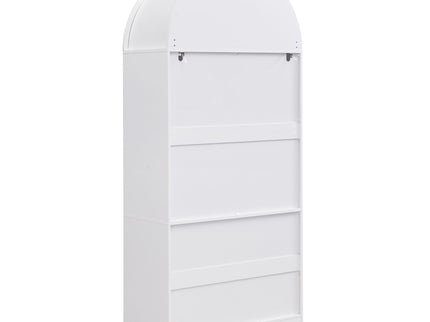 Arched Top Storage Cabinet With Fixed 2 Tier Shelves, 2 Large Drawers