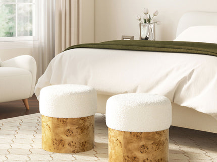 Nebula - Round Upholstered Ottoman - White