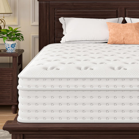 12'' Hybrid Mattress, Memory Foam & Pocket Springs For Pressure Relief