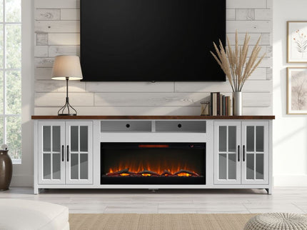 Fireplace TV Stand Console & Fixed Shelves