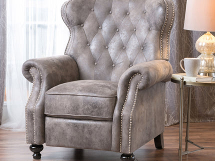 Accented Push Back Recliner Chair With Rolled Arms, Enjoy Cocooning Comfort