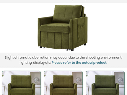 Upholstered Convertible Sleeper Sofa With 5 Position Backrest, Side Pockets, Storage