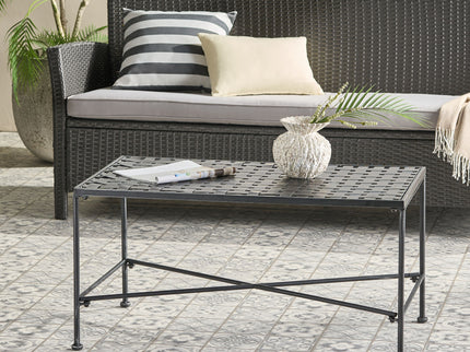 Luna - Outdoor Iron Coffee Table - Black Brush Silver