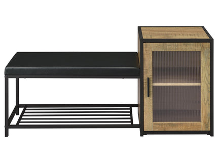 Shoe Storage Entryway Bench With Cabinet - Wood