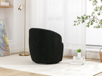 Teddy Fabric Swivel Accent Armchair Barrel Chair With Powder Coating Metal Ring
