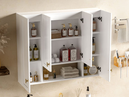 30" Bathroom Cabinet With 5 Adjustable Shelves, Wall Mounted Medicine Cabinet - White