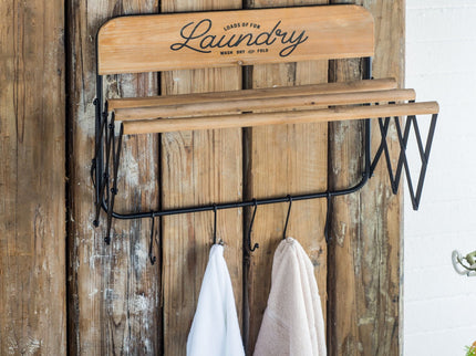 Laundry Rack With Accordion Design - Brown / Black - Black Brown