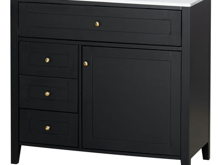 Bathroom Vanity With Sink, 3 Drawers & Cabinet With Adjustable Shelves