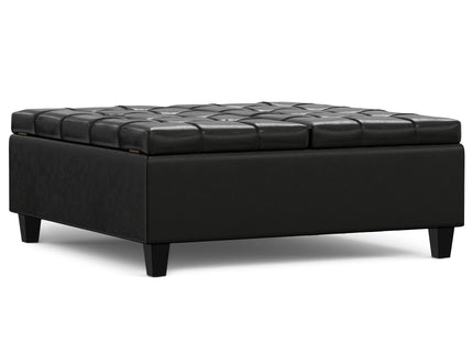 Harrison - Large Square Coffee Table Storage Ottoman - Black