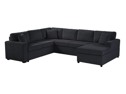 Oversized Sectional U-Shaped Sofa With Chaise Lounge And Three Soft Throw Pillows