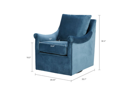 Swivel Chair With Curved Arms And Straight Back - Blue