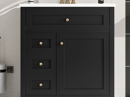 Bathroom Vanity With Sink, 3 Drawers And Adjustable Shelf, Freestanding Storage Unit