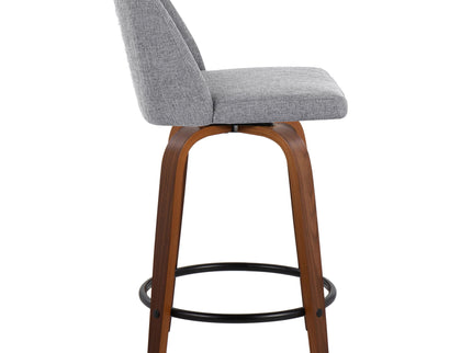 Toriano - Mid Century Modern, Fixed Height Counter Stool & Swivel And Round Footrest (Set of 2)