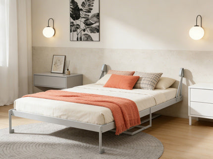 Queen Size Cabinet Wall Bed Mechanism With Desk Panel - Gray