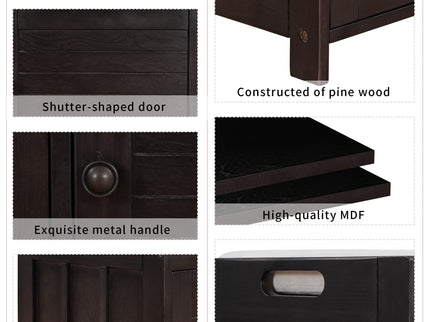 Storage Bench With 3 Shutter-Shaped Doors, Shoe Bench With Removable Cushion And Hidden Storage Space