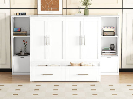 Murphy Bed With Shelves, Drawers And USB Ports