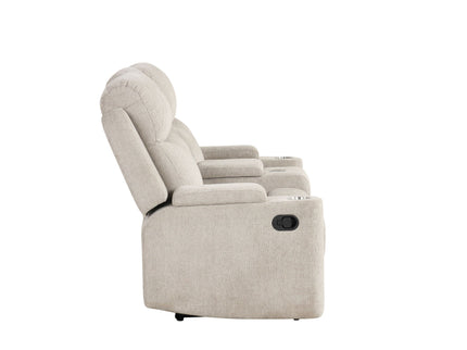 Galya - Motion Loveseat With Console - Light Gray