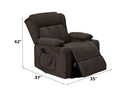 Lusio - Power Motion Recliner With Lift & Cup Holder - Brown