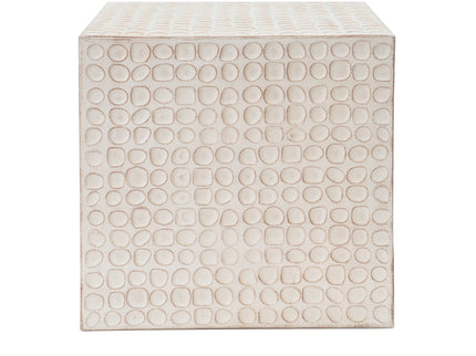 Chic Modern Mgo Cube Side Table With Fluted Design - Antique Brown
