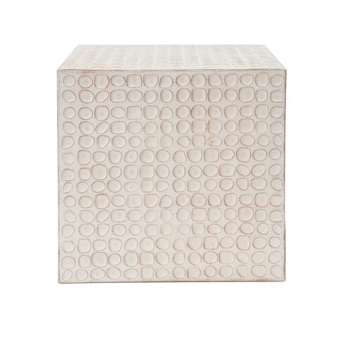 Chic Modern Mgo Cube Side Table With Fluted Design - Antique Brown