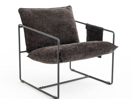 Upholstered Hanging Armchair With Arm Pocket Metal Frame (Set of 2), Crushed Foam Cushions And Skin-Friendly Braid For Living Room And Bedroom