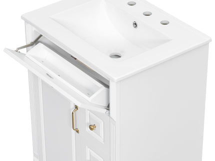Freestanding Bathroom Vanity With Sink, 3 Drawers & Flip-Out Drawer
