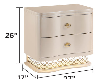 Flora - 2 Drawer Nightstand With LED - Champagne