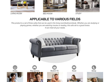 Chesterfield Sofa With Rolled Arms And Nailhead Trim