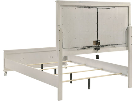 Gwendolyn - Queen Panel Bed With LED Headboard - White
