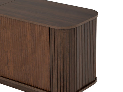 70" TV Stand With Ample Storage, Curved Corners - Dark Brown
