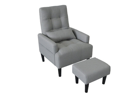 Living Room Sofa Single Chair And Ottoman, Modern Multi-Function Fabric Living Room Sofa Lounge Chair Bed And Stool. Soft Leisure Single Chair Adjustable Into 5 Angles With Sofa Bed