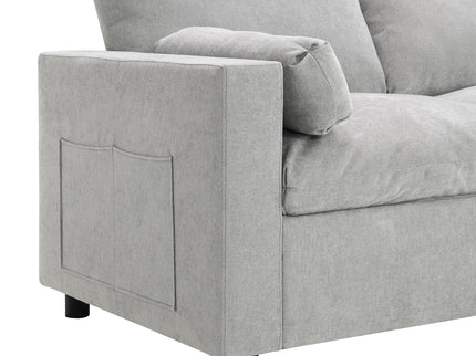 Modular Sectional With Storage Pockets, 5 Seat U Shaped Couch Set With Pillows, Free Combination Modern Cloud Sofa With 2 Movable Ottoman