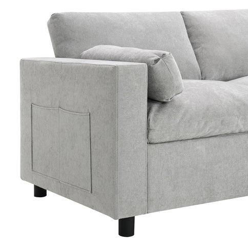 Modular Sectional With Storage Pockets, 5 Seat U Shaped Couch Set With Pillows, Free Combination Modern Cloud Sofa With 2 Movable Ottoman