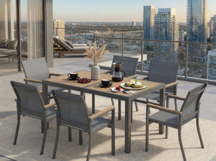 Outdoor Patio Chairs, Ergonomic (Set of 6) - Gray