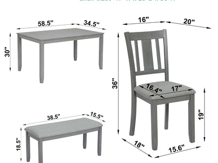 Kitchen Dining Set, Rectangular Dining Table With Upholstered Chairs