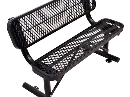 6' Outdoor Steel Bench With Backrest