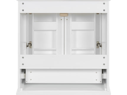 Bathroom Vanity With Sink, 1 Divided Drawer And 2 Soft Close Doors With Double Shelf