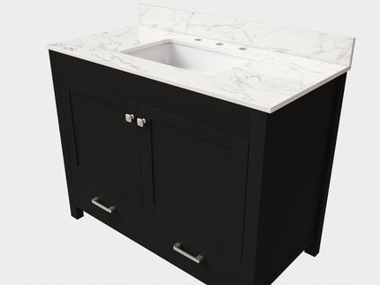 Bathroom Vanity Set, Sink And Faucet Holes Included - Black