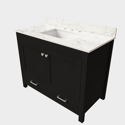 Bathroom Vanity Set, Sink And Faucet Holes Included - Black