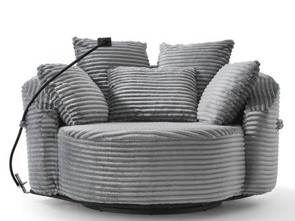 Swivel Accent Barrel Chair With Adjustable Phone Holder, 5 Pillows For Living Room