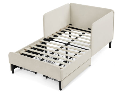 Upholstered Platform Bed Frame With 2 Storage Drawers And Adjustable Sofa Bed