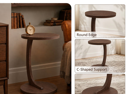 C - Shaped End Table With Sturdy Base